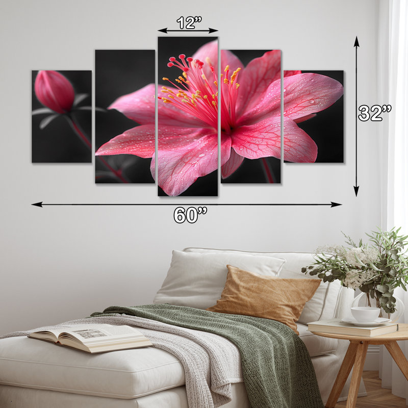 Rose, gris, élégant, simplicité, fuchsia - ensemble d'art mural fuchsia