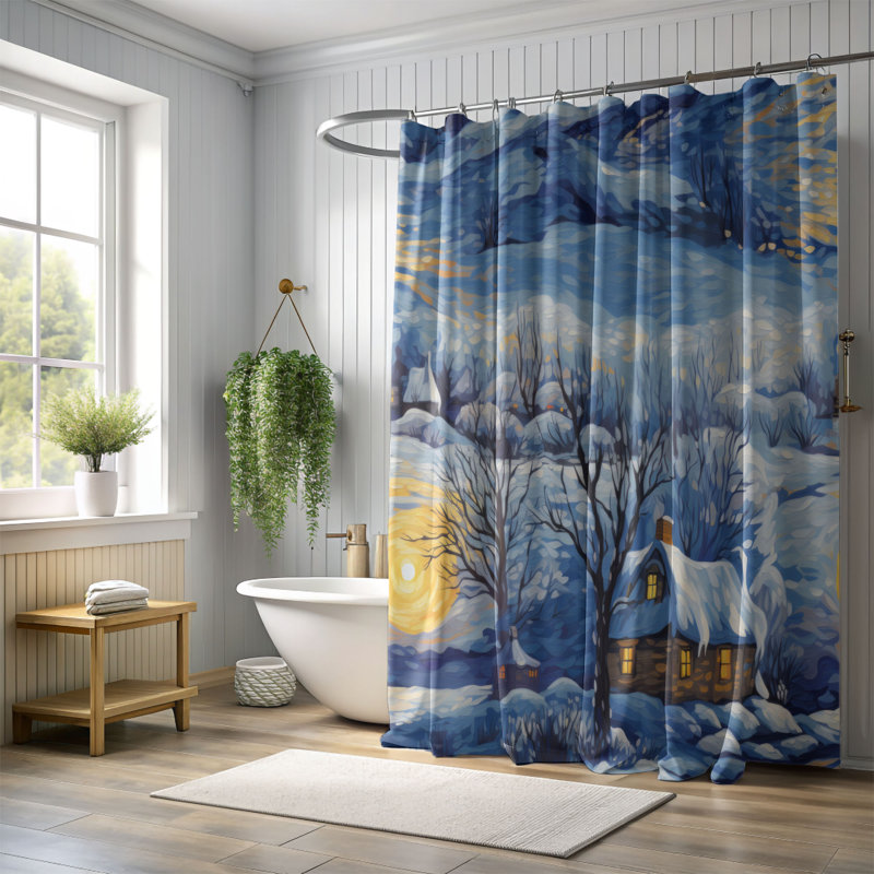 Caleena Abstract Shower Curtain, 74" H x 71" W