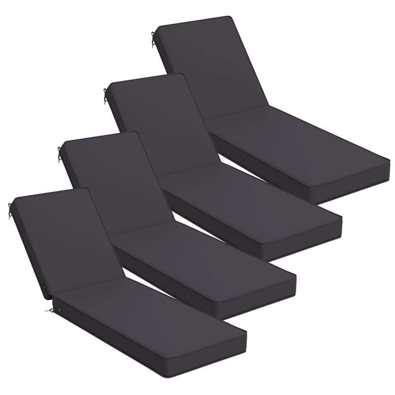 Coussins de chaise longue d'extérieur 4 po l 26 po x L 80 po (ensemble de 4), 4, L 26 po x P 80 po, Orange