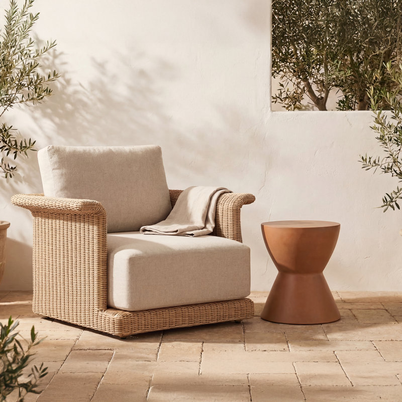 Carlow Aluminum Outdoor Lounge Chair, Beige, Natural