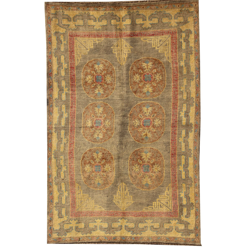 Rectangle 170 cm x 247 cm Geometric Hand Knotted Area Rug