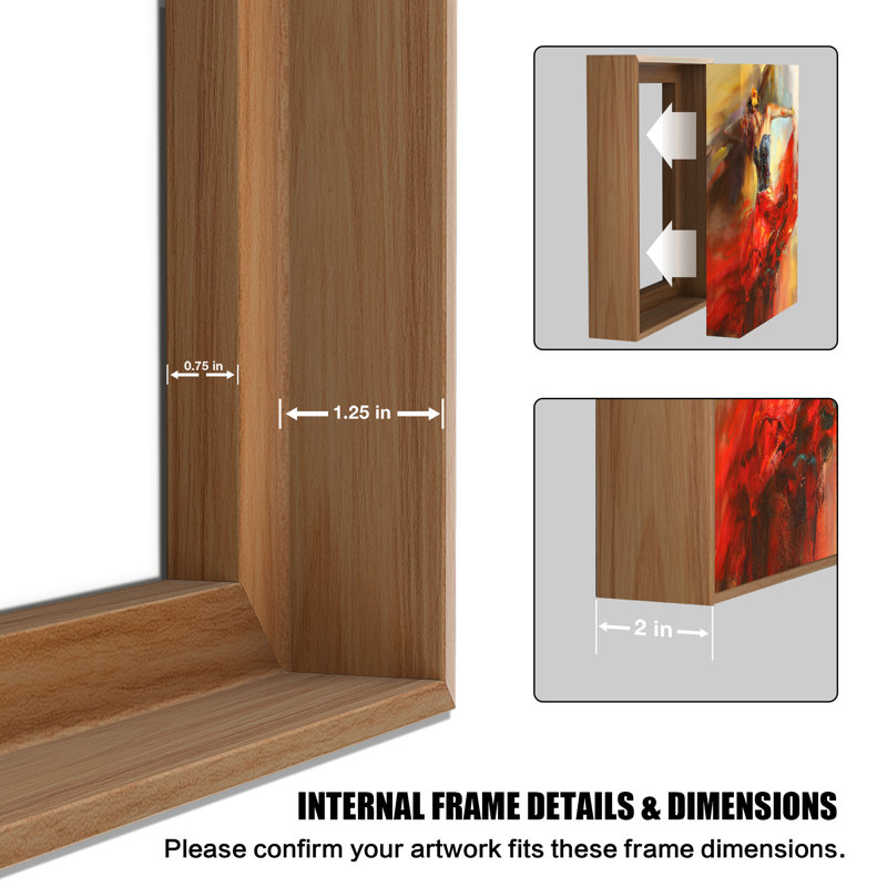 P&L Art Floating Canvas Frame for 24 x 36 Inch Canvas Painting 1-1/4" Deep, Light Brown Frame - Picture Art Wall Decor