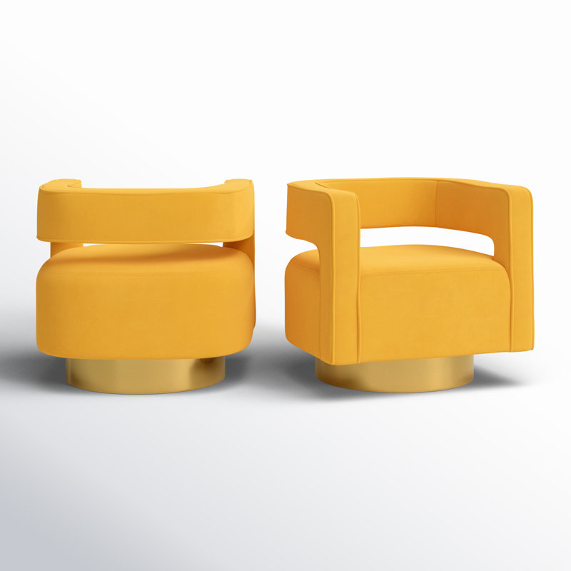 Aysha Velvet Swivel Accent Chair, Mustard Velvet