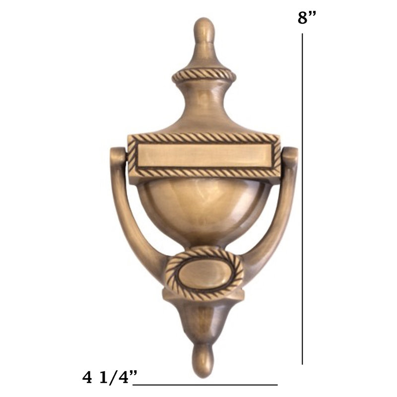 Rope Brass Door Knocker, Antique Brass