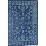 Hand Tufted Wool Floral Area Rug in Blue