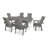 POLYWOOD Modern Curveback Adirondack 7-Piece Farmhouse Dining Set with Trestle Legs-89530352-122513352