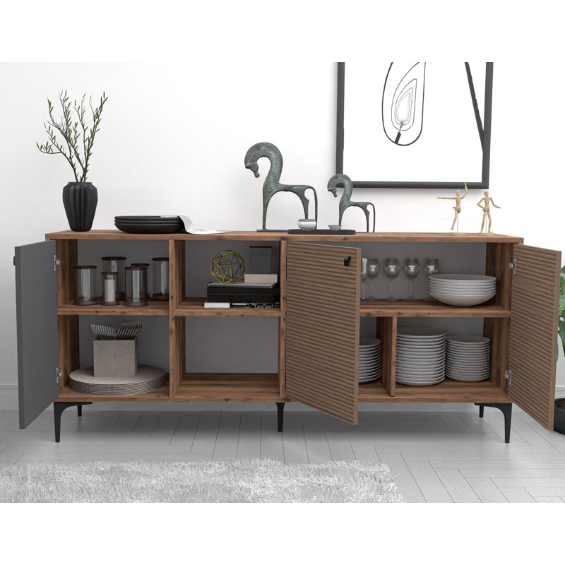 Mezza 80cm Console Table, Walnut/Anthracite