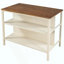 Îlot de cuisine rustique en bois massif, table de préparation en bois d'hévéa avec 2 tablettes ouvertes pour petits espaces