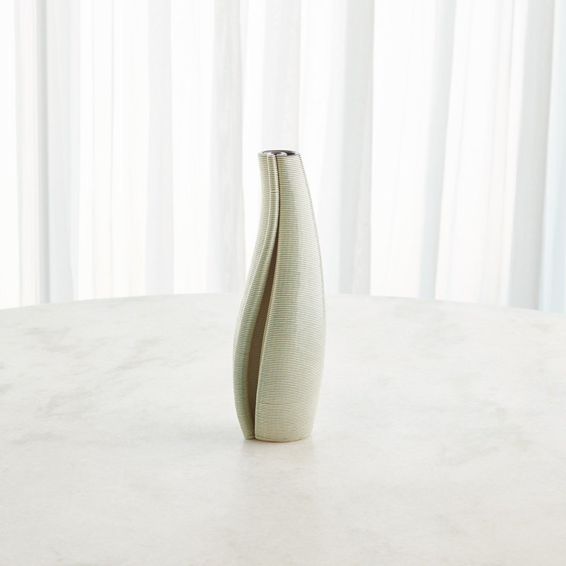 Vase de table en grès, Hauteur totale - 13,50 po