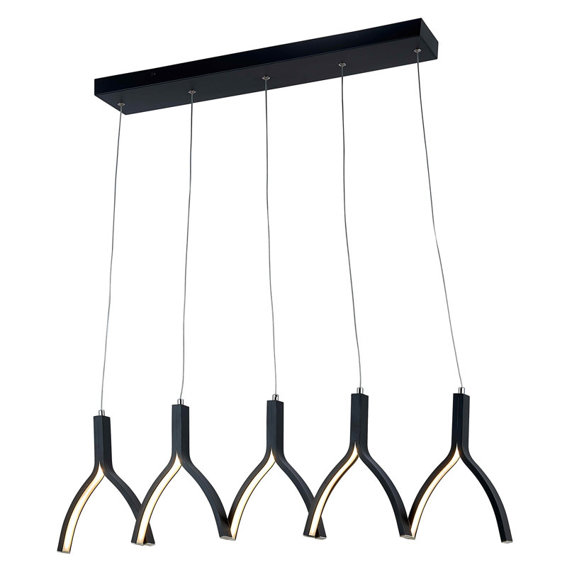 Luminaire suspendu DEL 5 lumières, finition noire