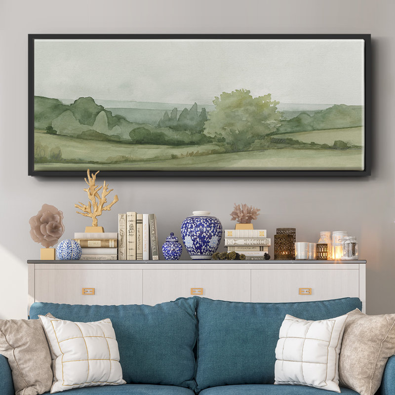 Croquis de paysage rétro II, toile encadrée, H 12 po x l 30 po