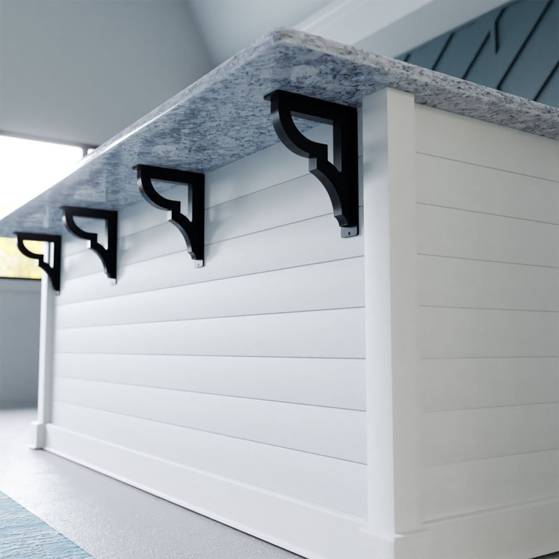 Bradford Black Powder Coated Wrought Iron Countertop Bracket