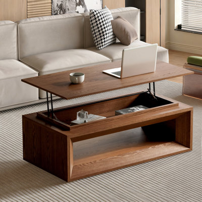 Table basse à plateau relevable avec rangement et hauteur réglable