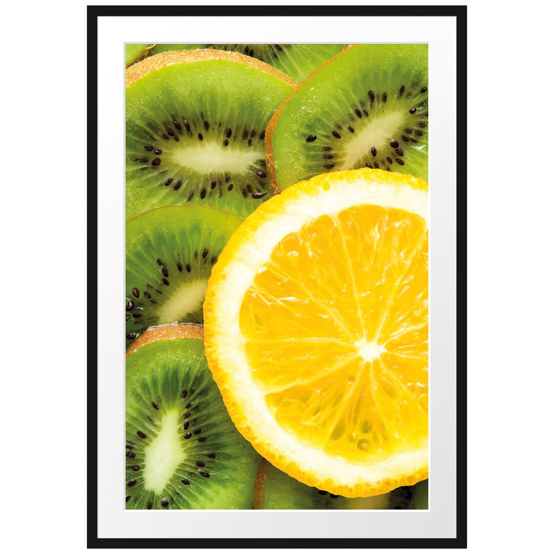 Gerahmtes Poster Orange und Kiwi Scheiben