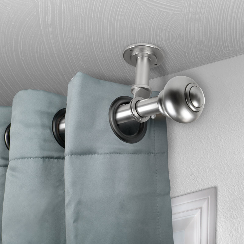 Tringle à rideaux simple Lecuyer, 120 po à 170 po, Nickel satiné