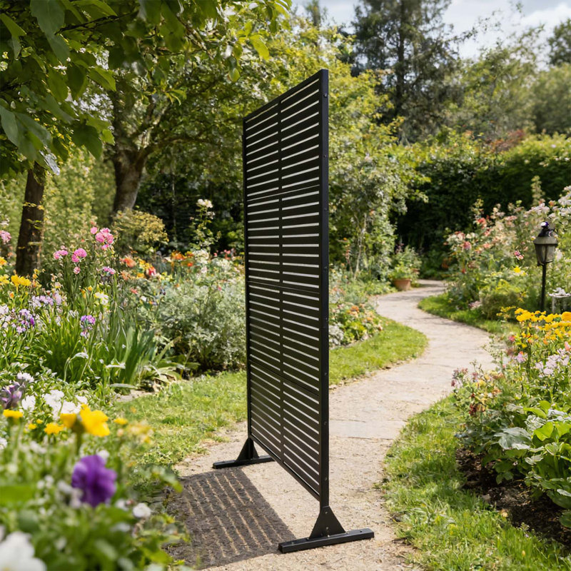 Freestanding Slatted Metal Privacy Screen