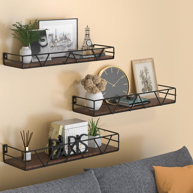 Floating Shelves Set Of 3, Home Wood Wall Shelf, Farmhouse Shelf For Bedroom, Wall Mounted Floating Shelf For Living Room, Bedroom, Bathroom, Kitchen, Office