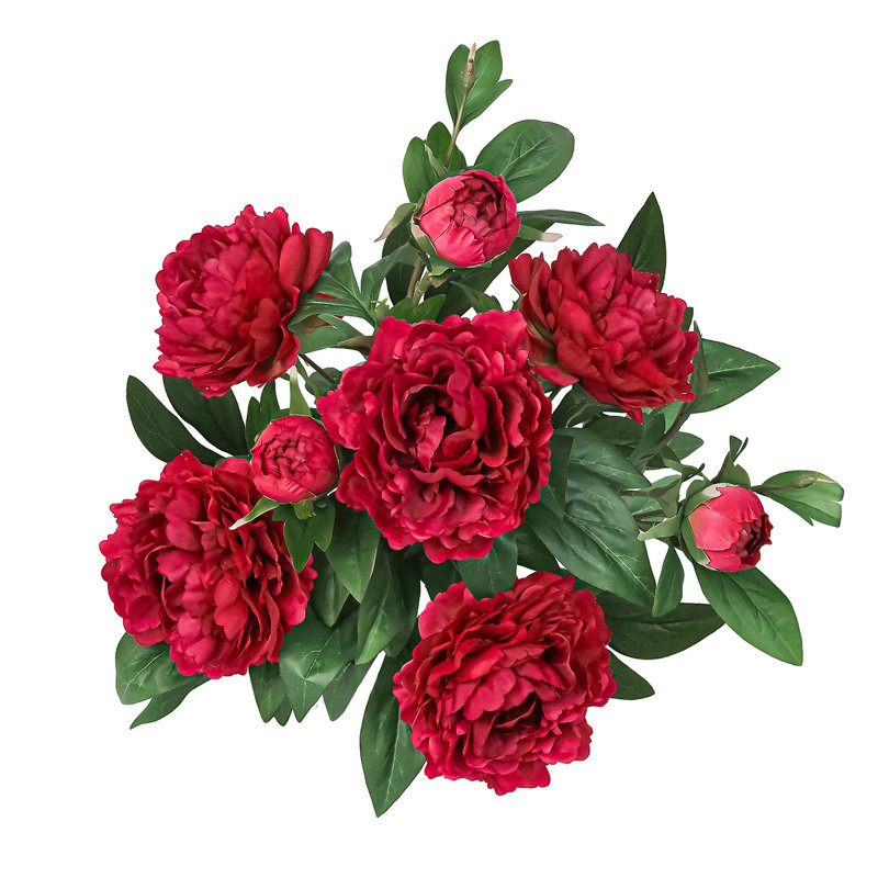 Bouquet de tiges de pivoines artificielles, Rouge