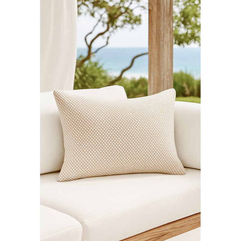 Outdoor Living Pillow Cover, Beige, Rectangle 14"H x 20"W, Polyester