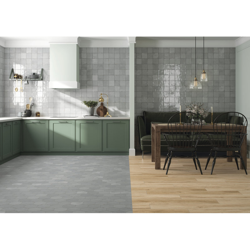 Geometric Hexagon 6" x 6" Porcelain Wall & Floor Tile, Gray
