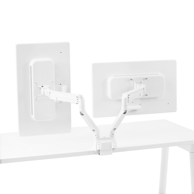 Double bras pivotant pour écran, noir, Blanc