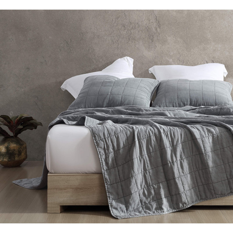 Stonewashed Lyocell Quilted Quilt, King Quilt, Coal