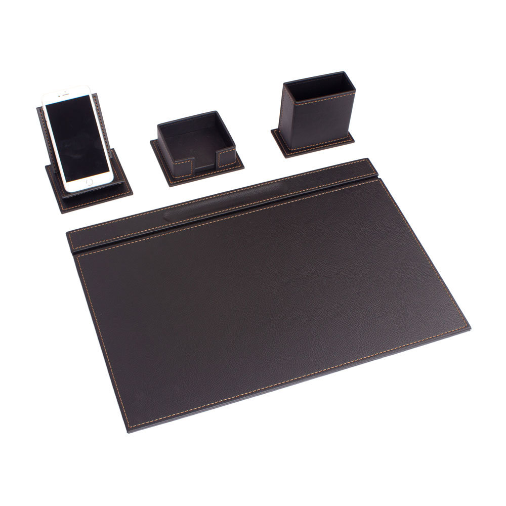 Inbox Zero Laderrica Faux Leather Desk Organizer Set | Wayfair