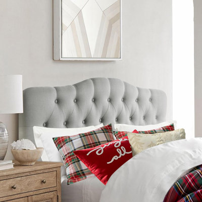 Linen Upholstered Headboard-Modern-Adjustable Height-Button Tufting by Alcott Hill