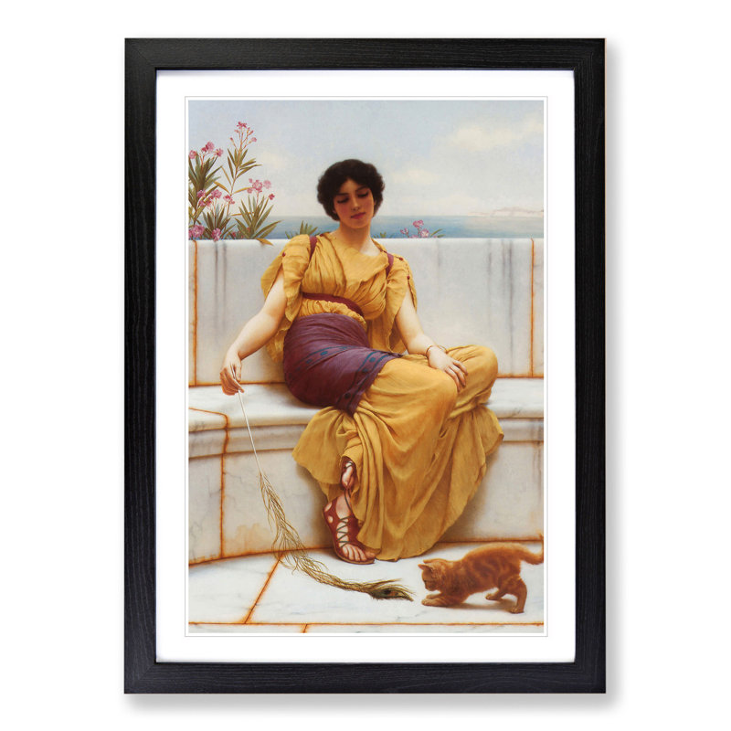 Idleness by John William Godward - Picture Frame Painting, 48cm H x 36cm W x 2cm D, Black Framed