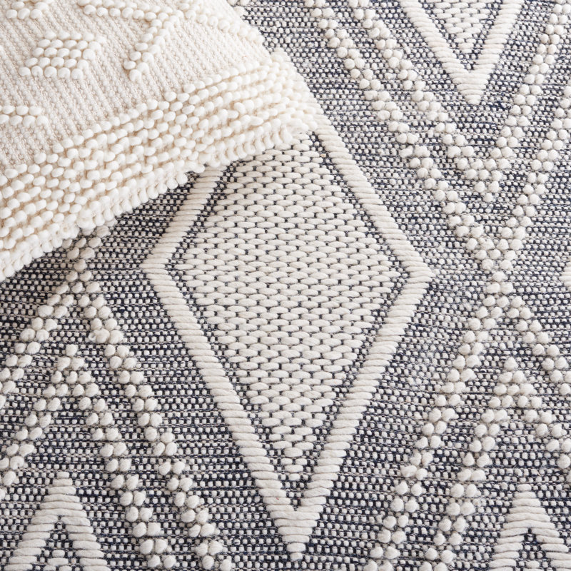 Dessiree Hand Woven Wool And Cotton Geometric Rug, Rectangle 8' x 10'