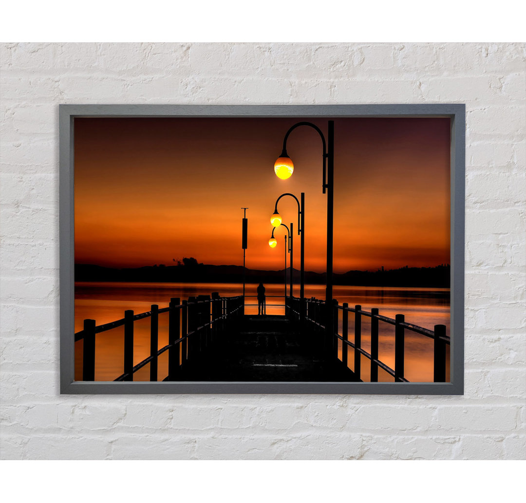 Pier Sunset Orange - Einzelner Bilderrahmen Kunstdrucke auf Leinwand