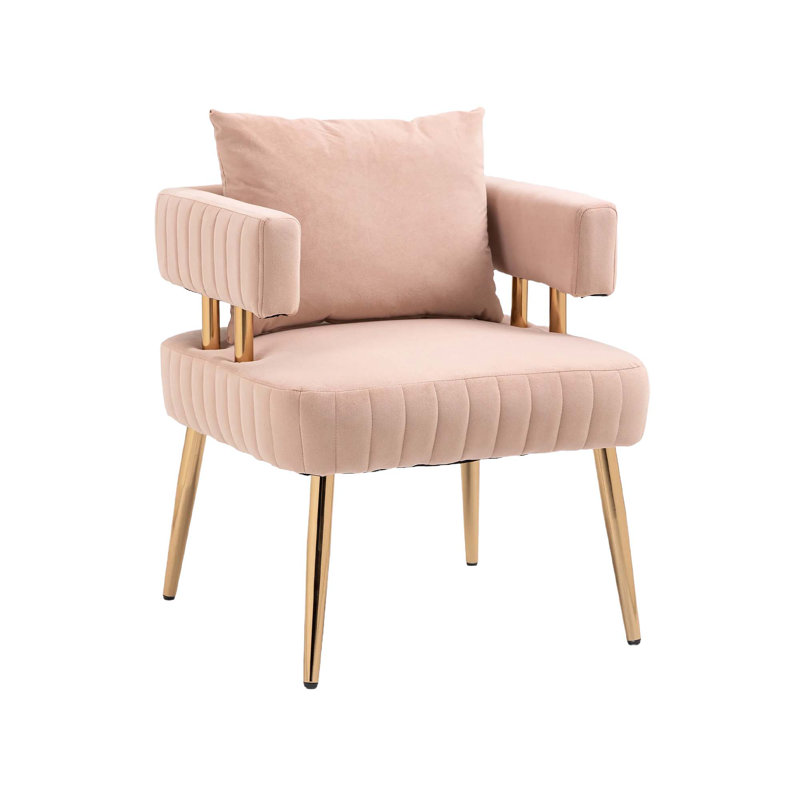 Chaise d'appoint avec pieds dorés, Polyester rose