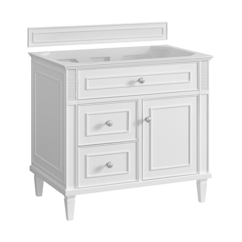 Base de meuble-lavabo simple l 36 po Lorelai, Blanc brillant