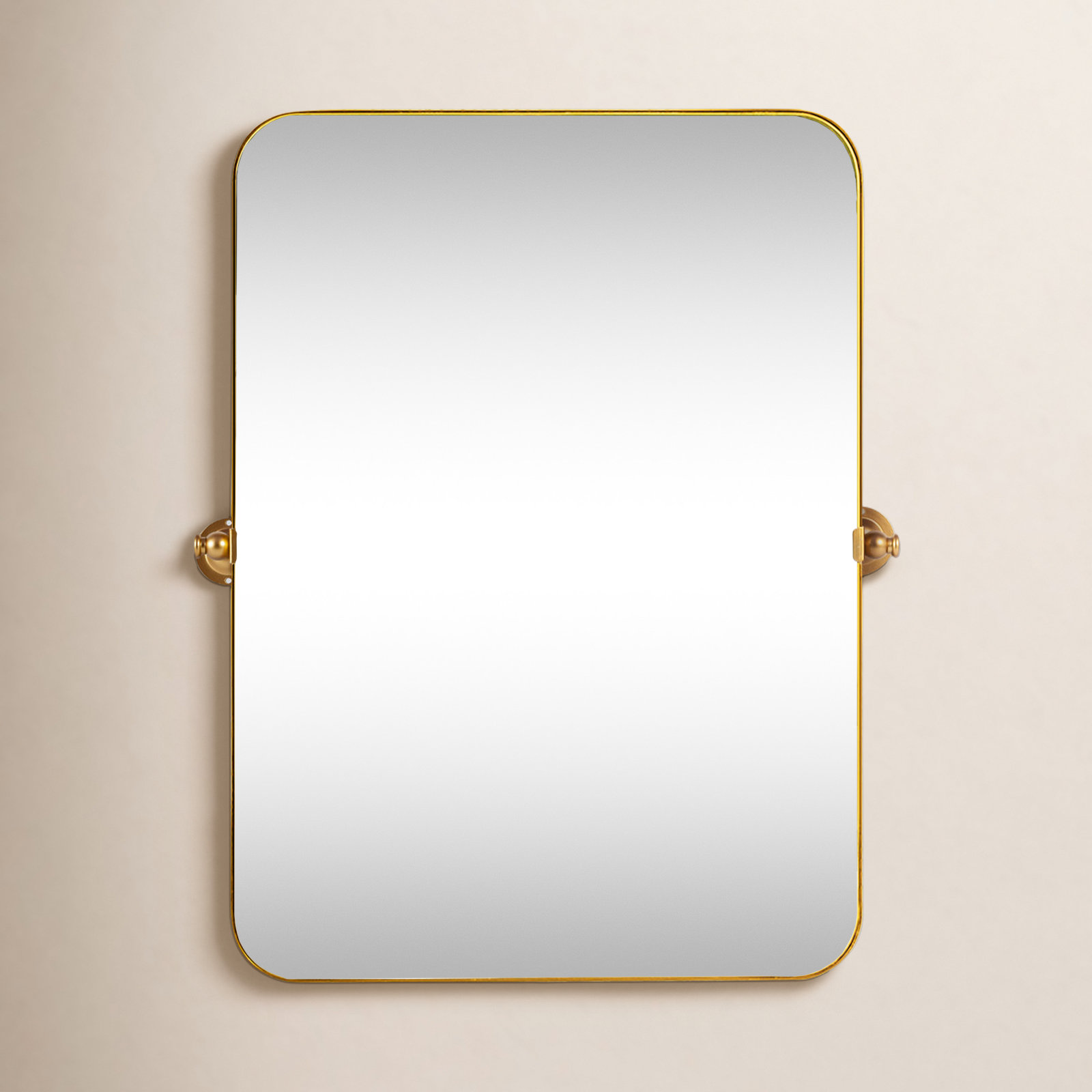Qualls Metal Wall Mirror, Gold, 36" H x 24" W