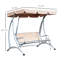 Balancelle d'extérieur robuste avec auvent réglable, beige au bord de la piscine, auvent de jardin dans le patio