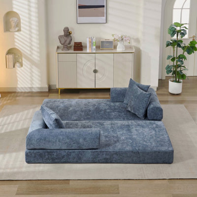 Canapé-lit en chenille convertible: canapé-lit pliable, méridienne, support d'accoudoir