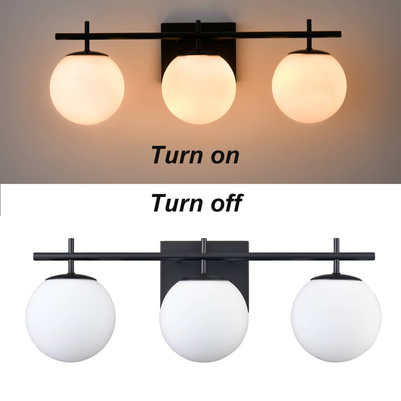 Black Milky Globe Vanity Light- 3 Light