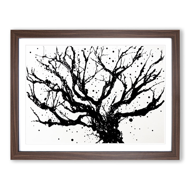 Bare Tree Splash Vol.2 Abstract 1 Piece Single Picture Frame Painting, 46cm H x 64cm W x 2cm D, Walnut