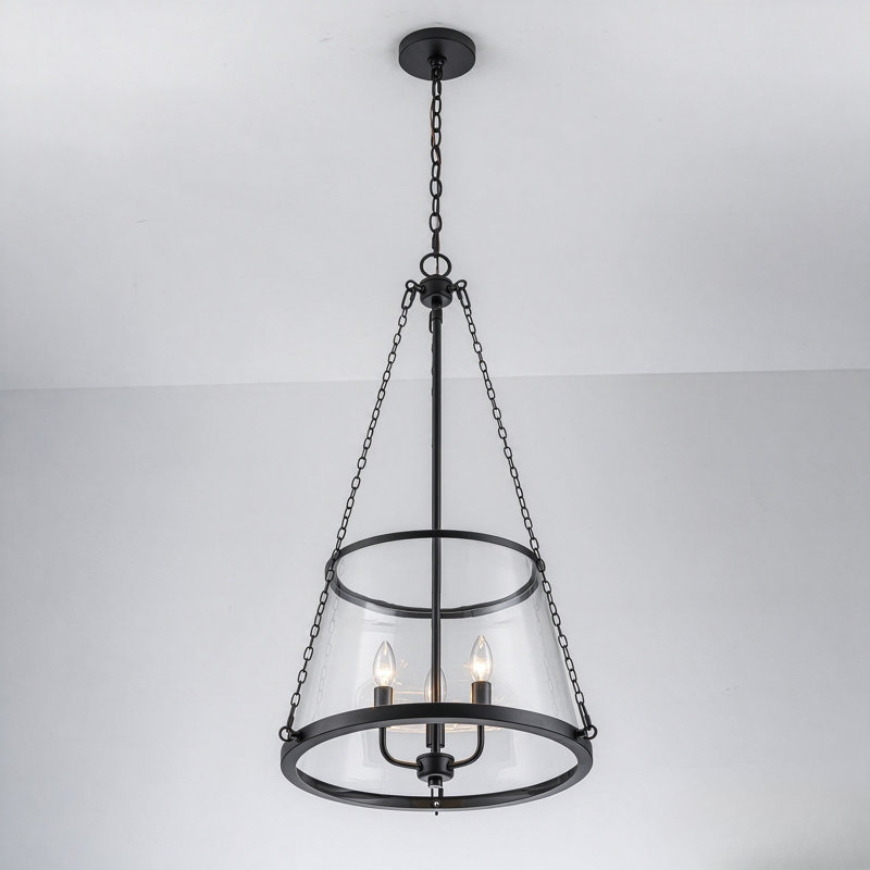 Luminaire suspendu pour îlot de cuisine 3 lumières avec verre conique, Brass