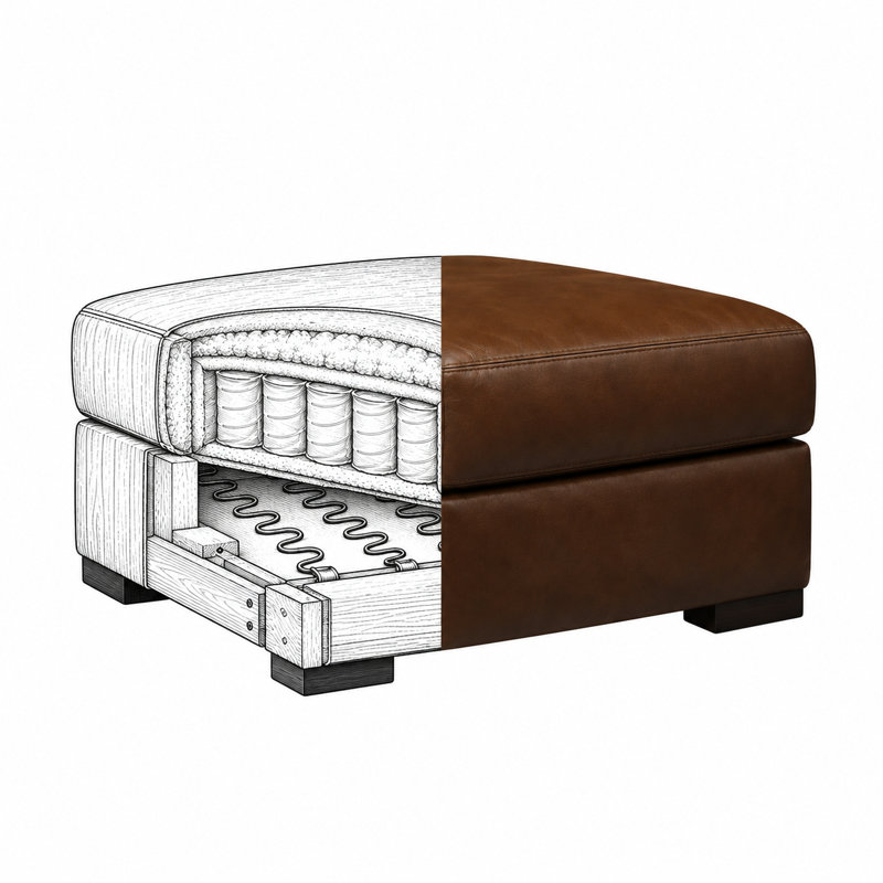 Iljan Square Leather Ottoman