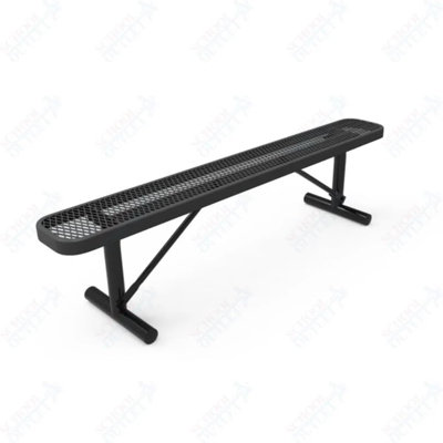 Banc de parc portatif robuste en métal enduit de 6 pieds - noir sans dossier