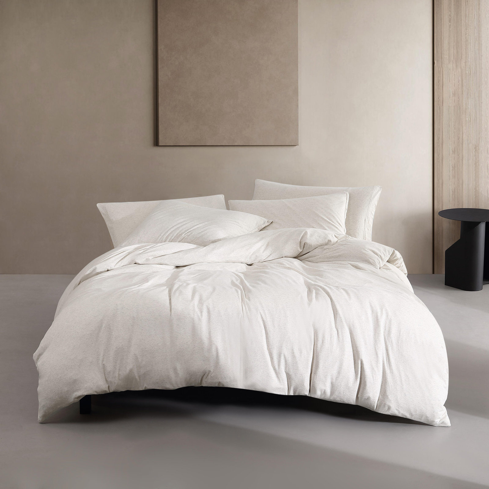Calvin Klein Modern Cotton Melange Solid Comforter Set, King Comforter +  2 King Shams, Ivory/Gray