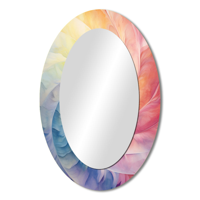 Raimbow Serenade Of Spirals - Miroir mural moderne multicolore, 36 po x 24 po