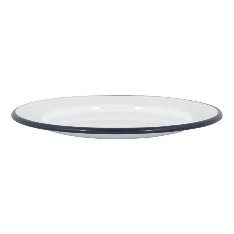 Argon Tableware - White Enamel Side Plates - 20cm - Set of 12, Blue