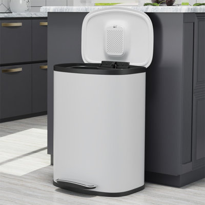 Poubelle de cuisine en acier inoxydable 13 gallons avec couvercle à fermeture en douceur et 30 sacs à ordures