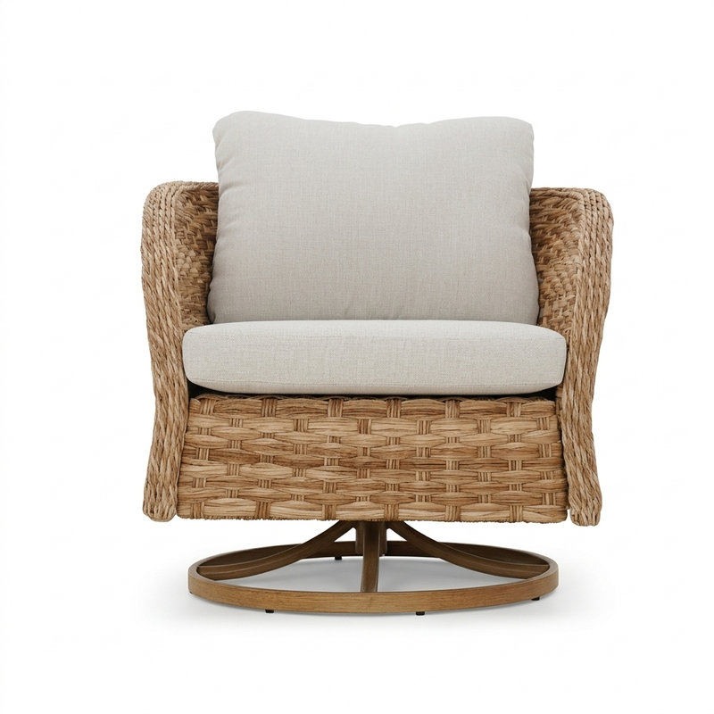 Swivel Premium All-Weather Wicker Outdoor Lounge Chair, Cushions Included