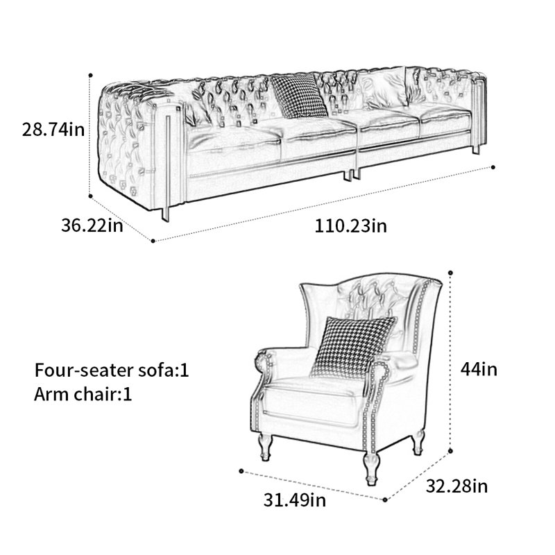 American straight - row retro sofa