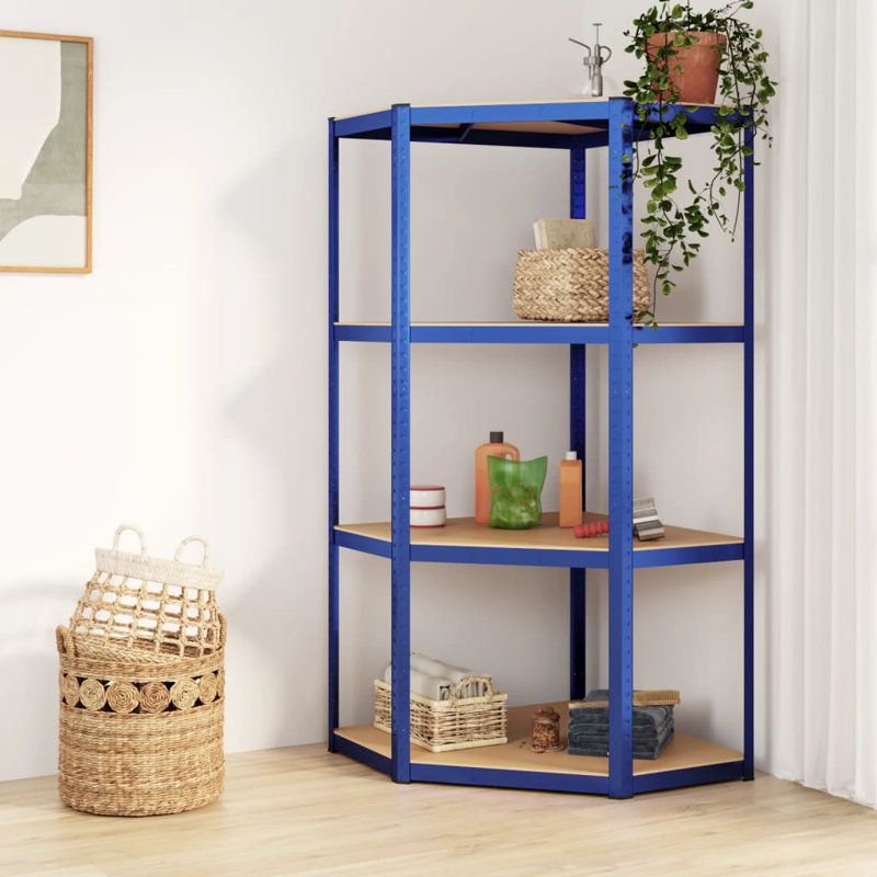 Rivet 75cm W Steel Shelving Unit,  Blue