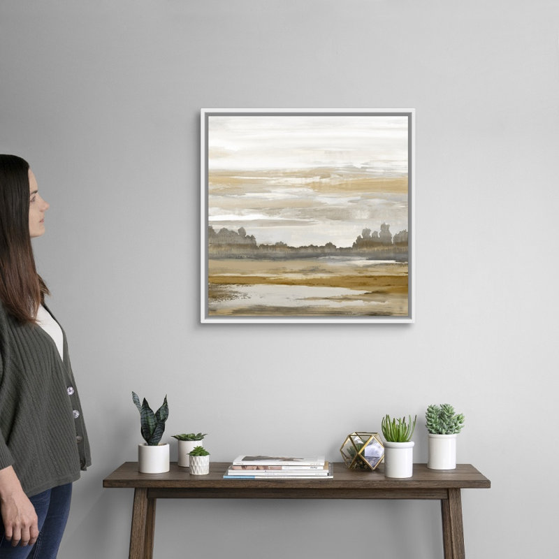 Reproduction d’art sur toile, "Landscape abstract" par David Moore, Cadre blanc, H 26 po x l 26 po x P 1,75 po
