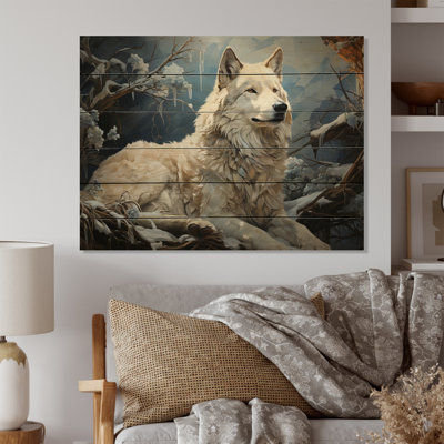 Brannic Wolf en hiver avec patchwork III sur bois